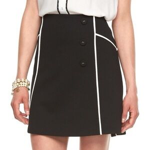 Elle Women's Pull On Black Waffle Knee Length Straight Skirt